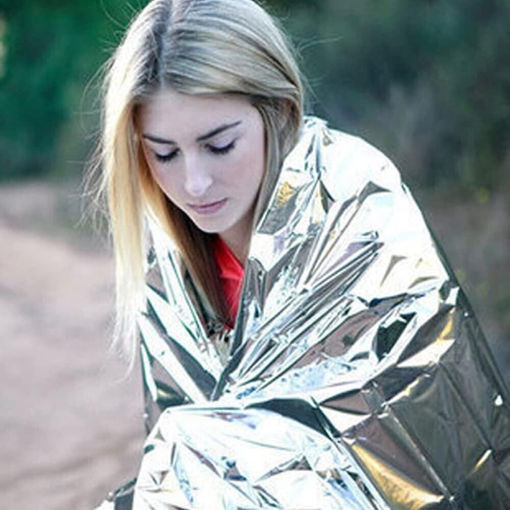 (2) 12 Pack Emergency Mylar Thermal Blankets for Outdoors, Thermal Foil Blanket - Picture 5 of 7